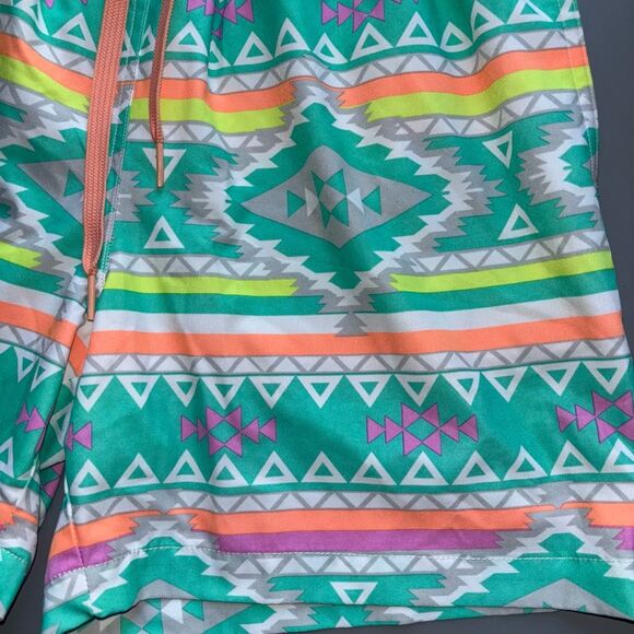 Chubbies The En Fuegos swim trunks elastic stretchy waist teal geometric - Picture 10 of 12